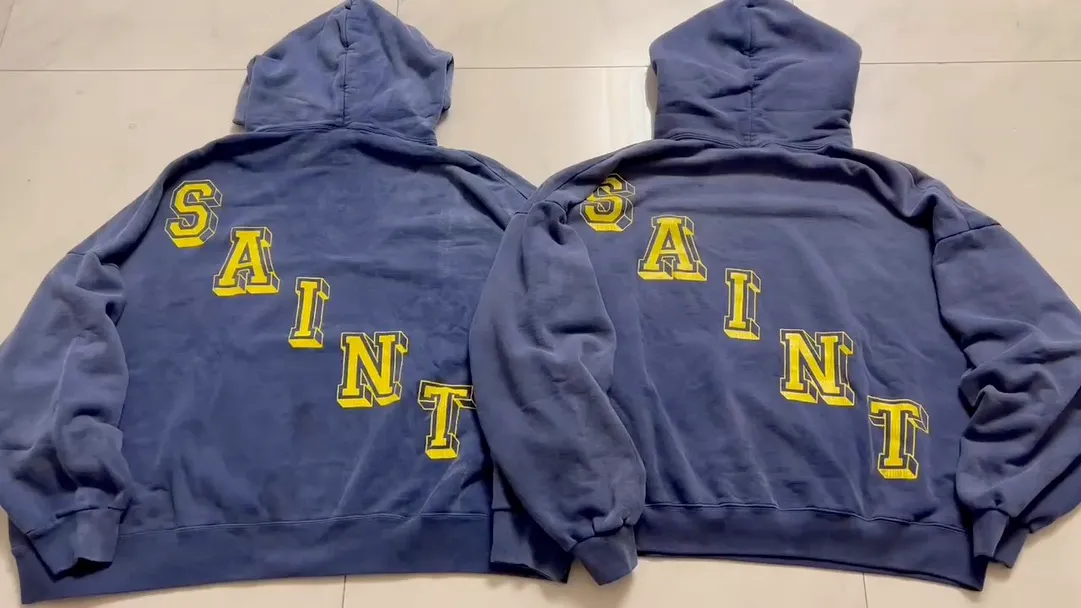 Proofing vs original SAINT M×××××× ANGEL HOODIE/NAVY Angel Reborn Blue Hoodie Washed Blue S-XL